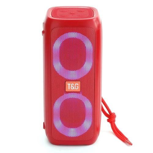 Портативная колонка TG333 2x5W с RGB подсветкой, беспроводная колонка портативная мощная. Цвет: красный