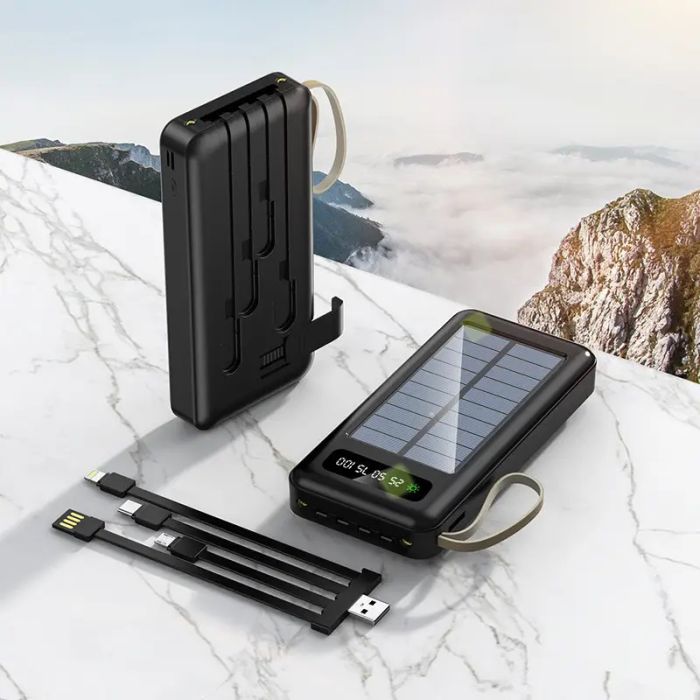 Power Bank Solar Smart 1015 зарядное устройство на солнечной батарее 20000mAh с индикатором заряда Черный