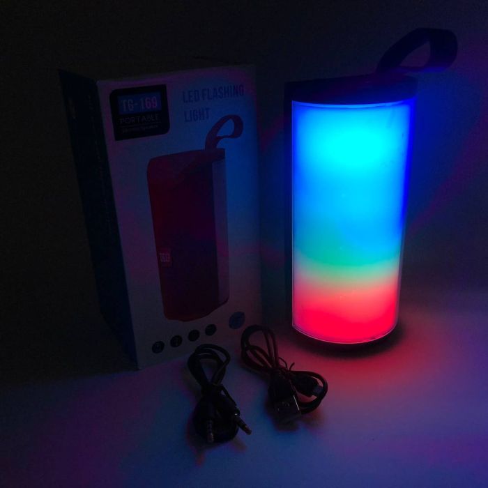 Портативная Bluetooth колонка TG169 с разноцветной подсветкой FM-радио 5Wx2. Цвет: синий