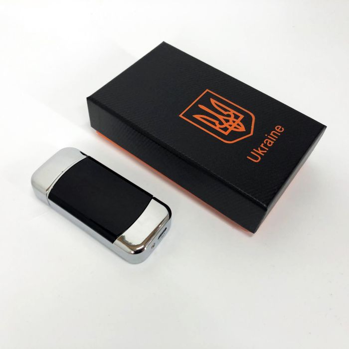 Дуговая электроимпульсная зажигалка с USB-зарядкой Украина LIGHTER HL-439. Цвет: серебро
