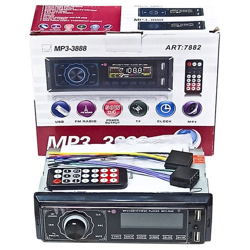 Автомагнитола MP3 3888 ISO 1DIN FM тюнер 4х50W сенсорный дисплей черный, Блютуз bluetooth магнитола