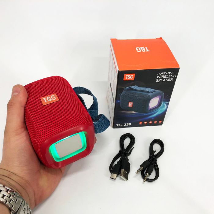 Портативная Bluetooth колонка TG339 5W с RGB подсветкой, Громкая блютуз колонка. Цвет: красный
