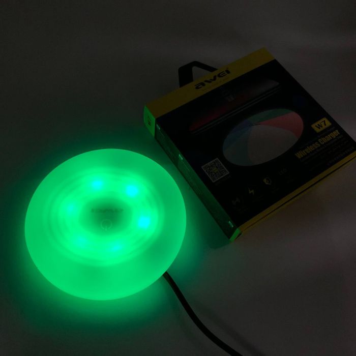 Беспроводная зарядка с подсветкой 7 цветов 10W 7 COLOR Awei W7 + WIRELESS CHARGE
