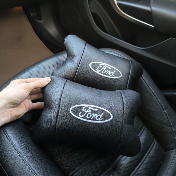 Набор автомобильных подушек 2шт для Ford, натуральная кожа, стильные подголовники для удобной поездки