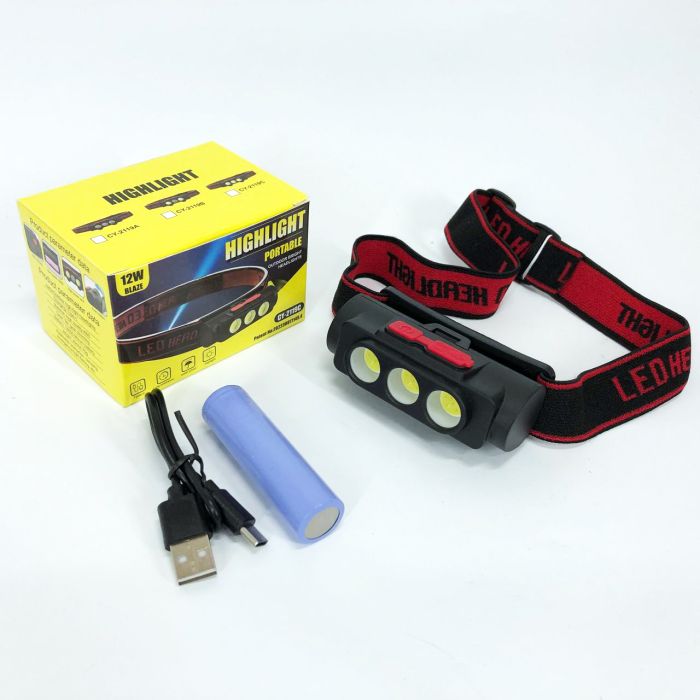 Фонарь налобный PLD-2119B-XPE+2COB(white+red), Фонарь на голову для рыбалки, Водонепроницаемый фонарик