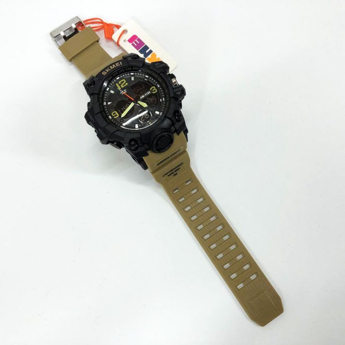 Часы наручные мужские SKMEI 1155BKH KHAKI, водостойкие тактические часы, армейские часы. Цвет: хаки