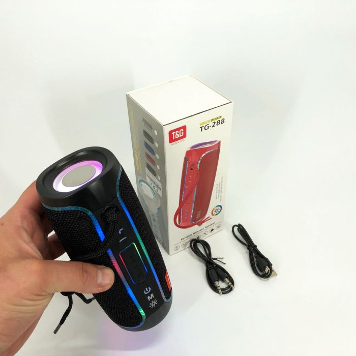 Портативная Bluetooth колонка с LED подсветкой TG288, аккумуляторная колонка для музыки. Цвет: черный