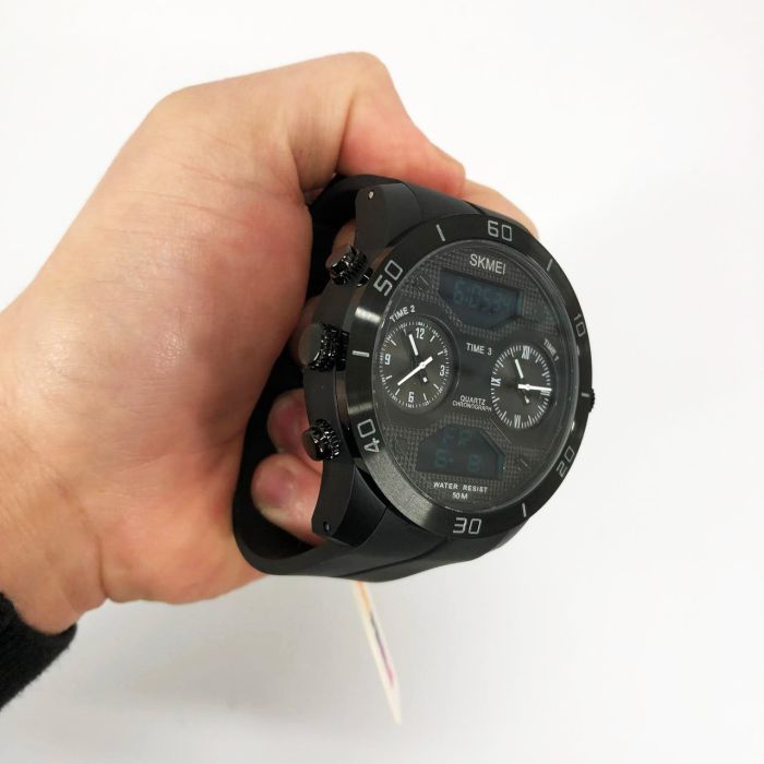 Часы наручные мужские SKMEI 1355BK, противоударные часы, часы для военнослужащих. Цвет: черный