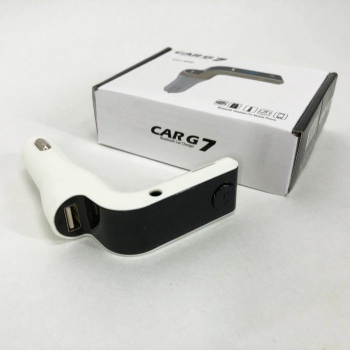 Модулятор FM MOD G7 Bluetooth, Блютуз модулятор в машину, Фм модулятор блютуз в машину. Цвет: белый