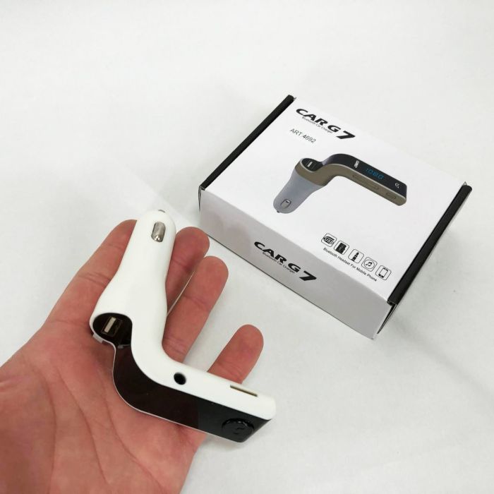 Модулятор FM MOD G7 Bluetooth, Блютуз модулятор в машину, Фм модулятор блютуз в машину. Цвет: белый