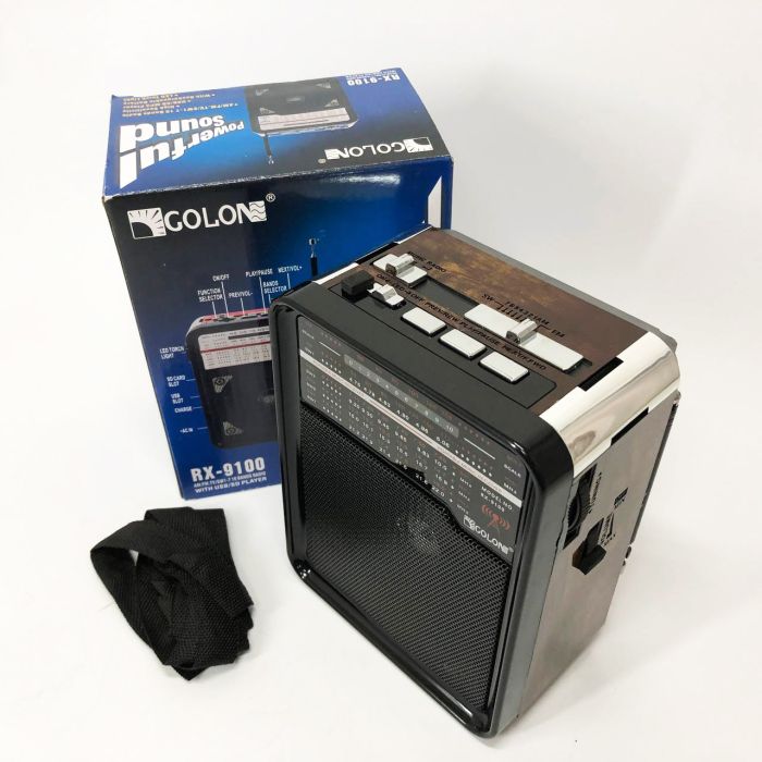 Радиоприемник GOLON RX-9100 USB+SD Радио с фонарем, Ретро радиоприемник, Fm передатчик. Цвет: коричневый