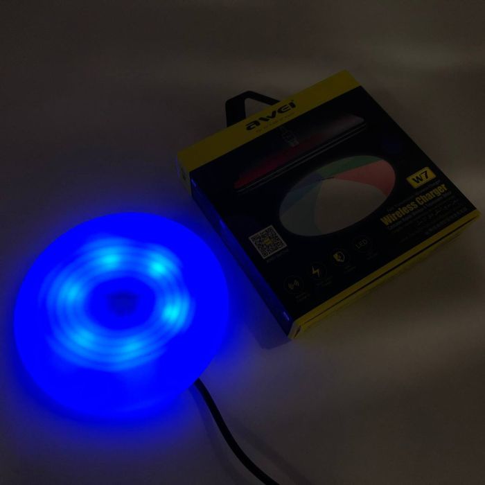 Беспроводная зарядка с подсветкой 7 цветов 10W 7 COLOR Awei W7 + WIRELESS CHARGE