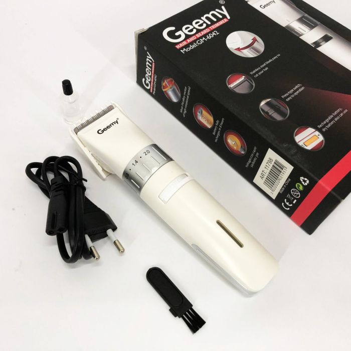Аккумуляторная машинка для стрижки волос Gemei GM-6042, подстригательная машинка. Цвет: белый