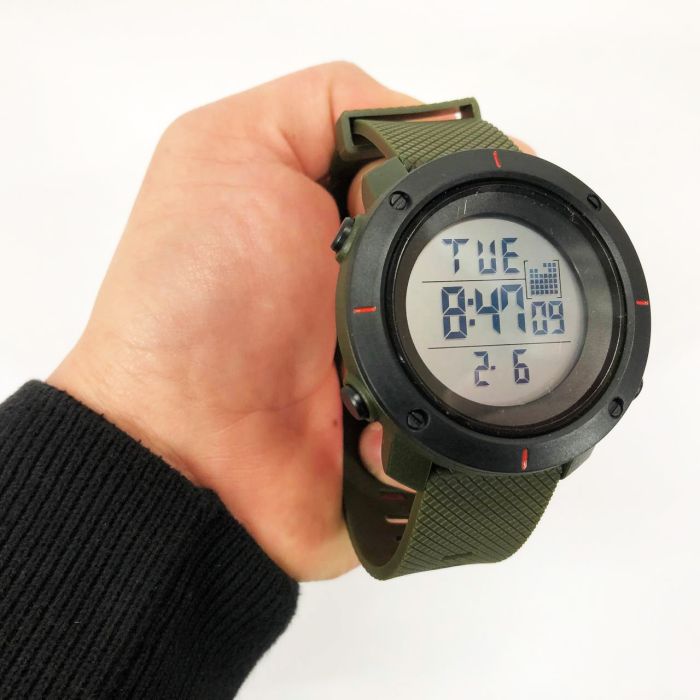 Часы наручные мужские SKMEI 1213AG ARMY GREEN BIG SIZE, брендовые мужские часы. Цвет: зеленый