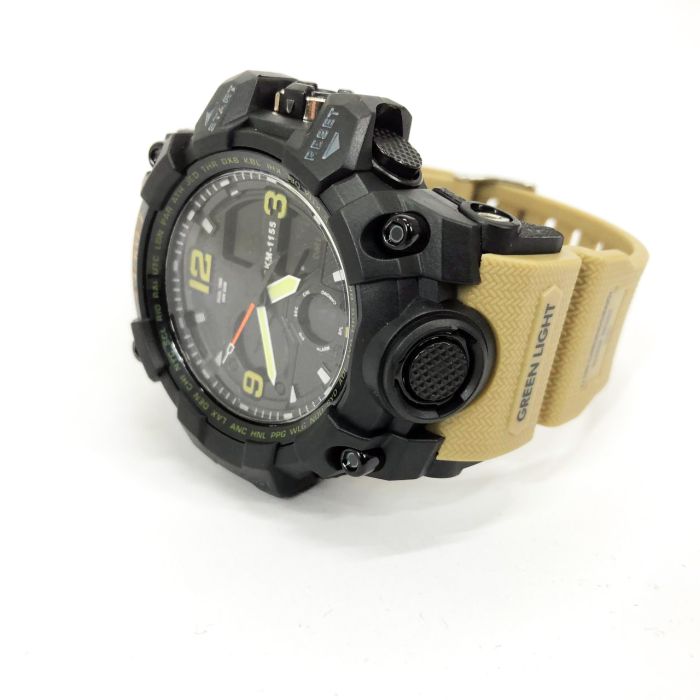 Часы наручные мужские SKMEI 1155BKH KHAKI, водостойкие тактические часы, армейские часы. Цвет: хаки