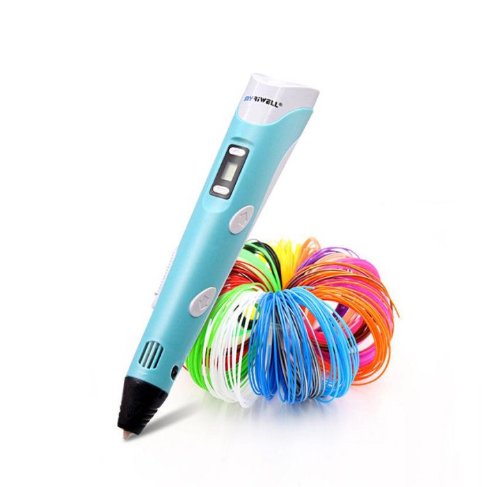 3D ручка Smart 3D Pen 2 c LCD дисплеем, Интересная ручка 3д для детей, Оригинальная. Цвет: голубой
