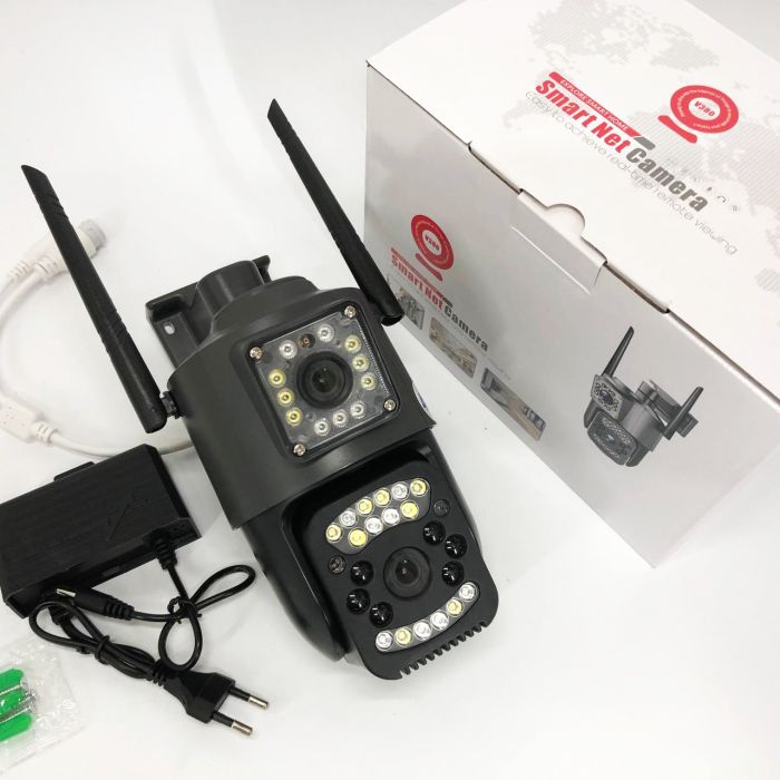 Уличная IP камера 4G/Wi-Fi с двумя линзами SC03 V380pro 4 Mп, Видеокамера с цифровым зумом и микрофоном