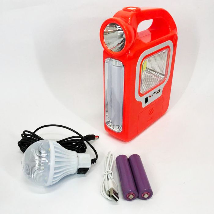 Фонарь кемпинг переносной 6399А - LED+COB, power bank, 2x18650, солнечная батарея. Цвет: оранжевый
