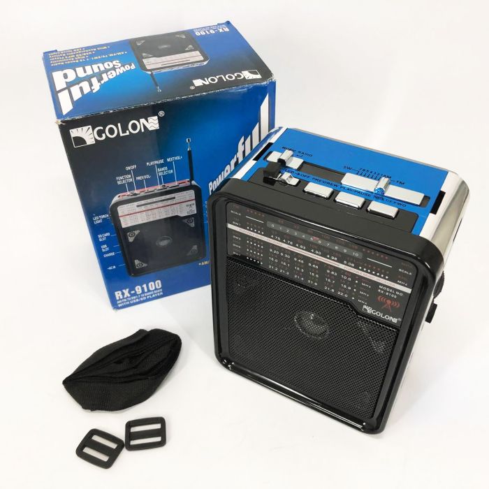 Радиоприемник GOLON RX-9100 USB+SD Радио с фонарем, Ретро радиоприемник, Fm передатчик. Цвет: синий