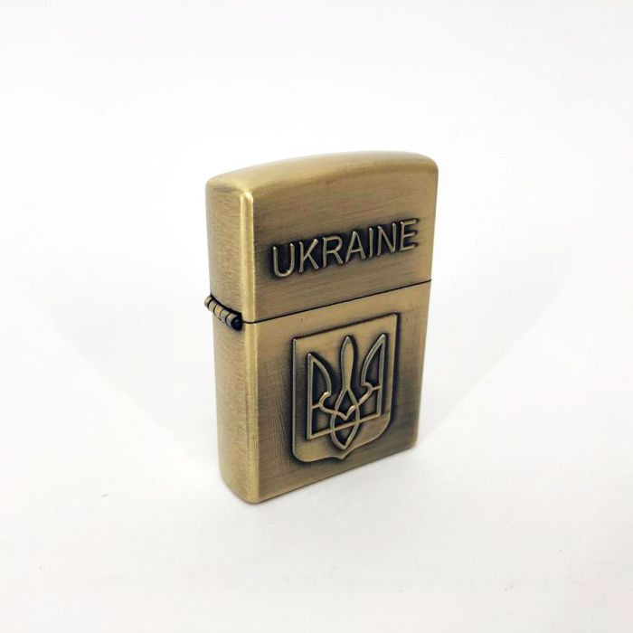 Зажигалка бензиновая герб Украины 4410, зажигалка в подарок, сувенирные зажигалки,. Цвет: золотой