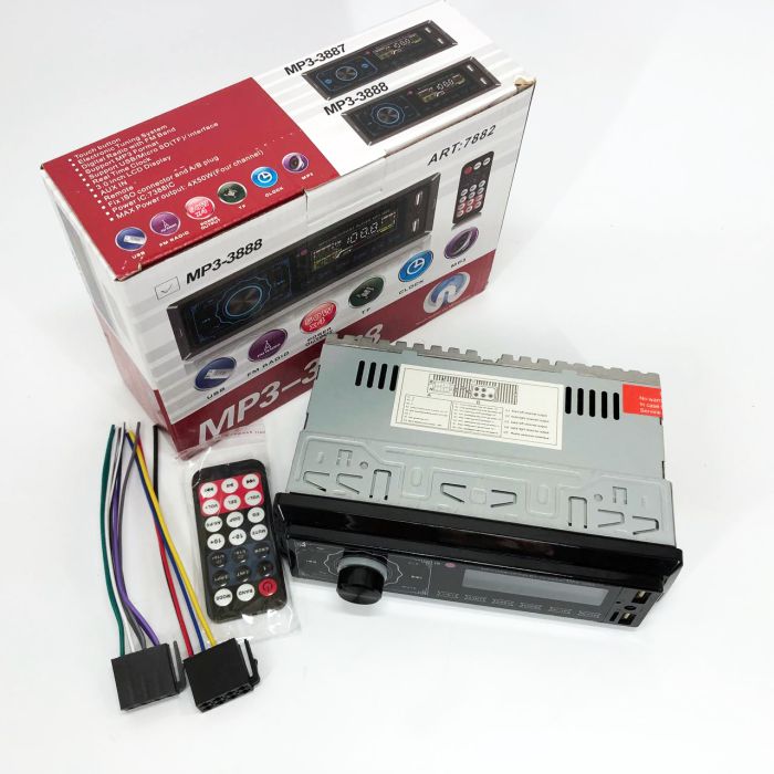 Автомагнитола MP3 3888 ISO 1DIN FM тюнер 4х50W сенсорный дисплей черный, Блютуз bluetooth магнитола