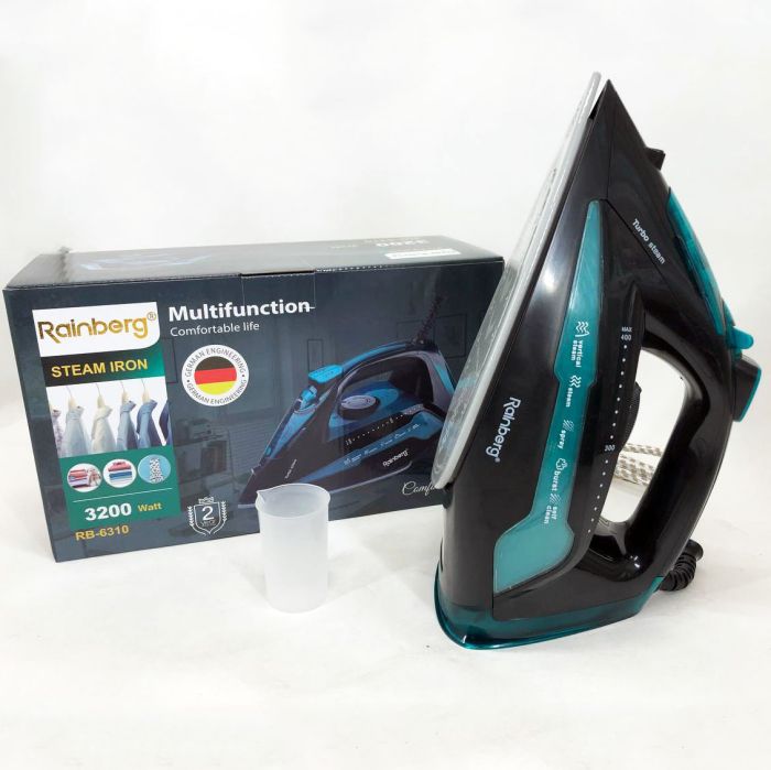 Утюг Rainberg RB-6310 3200W, паровой утюг, керамическая подошва, мощный утюг, утюг гладильный