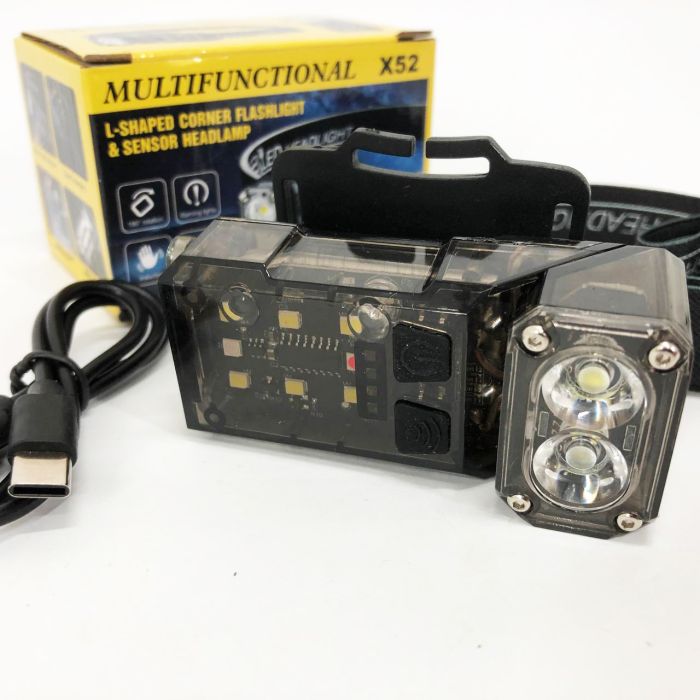 Налобный фонарь X52, 2LED+6SMD RGB, Фонарь на голову для бега, Фонарь на голову для рыбалки