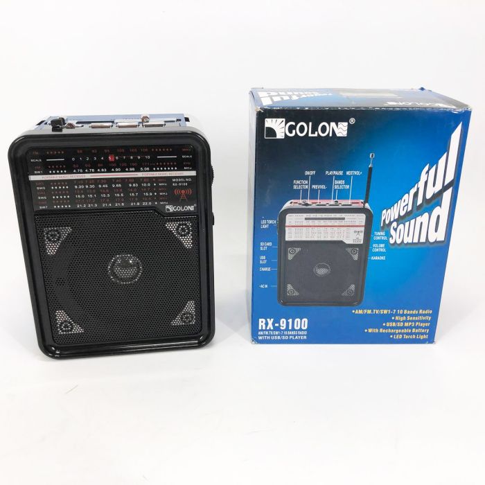 Радиоприемник GOLON RX-9100 USB+SD Радио с фонарем, Ретро радиоприемник, Fm передатчик. Цвет: синий