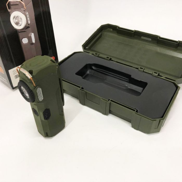 Фонарик-зажигалка армейская MULTIFUNCTIONAL D51-COB, Зажигалка на подарок в упаковке. Цвет: зеленый