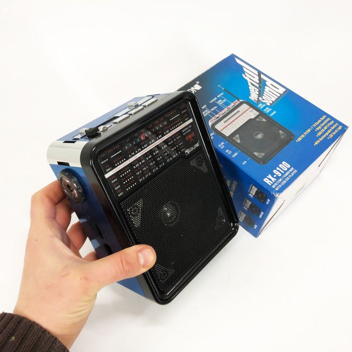 Радиоприемник GOLON RX-9100 USB+SD Радио с фонарем, Ретро радиоприемник, Fm передатчик. Цвет: синий