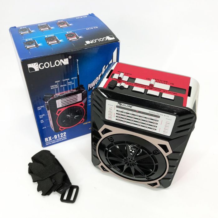 Радиоприемник GOLON RX-9122 портативная колонка всеволновое переносное радио FM фонарь LED. Цвет: красный