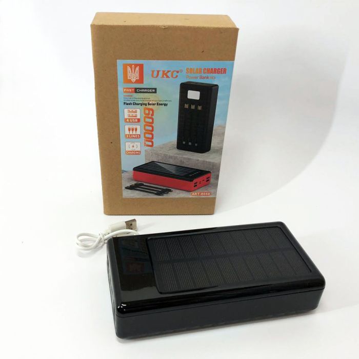 Портативная мобильная зарядка (Павербанк) POWER BANK SOLAR 60000MAH, переносной аккумулятор для телефона