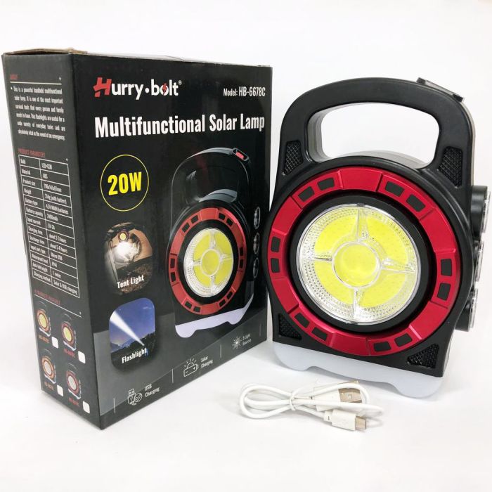 Переносной фонарь прожектор 6678С-3LED+5COB с солнечной панелью и функцией Power Bank, ручной прожектор