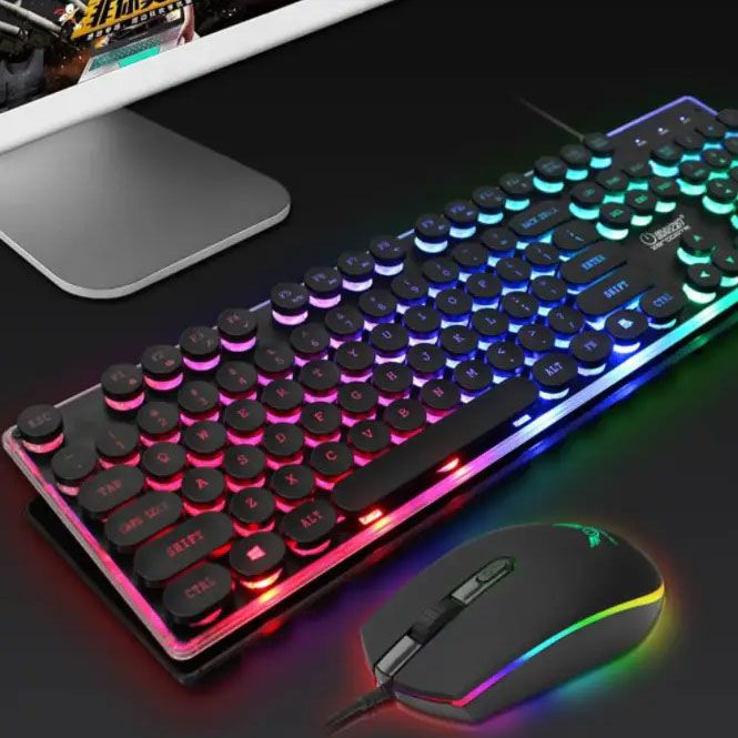 Комплект проводная клавиатура и мышка с LED подсветкой UKC HK-3970