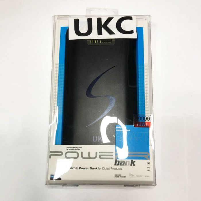 Портативная мобильная зарядка Power Bank 30000 mAh UKC, Внешний аккумулятор, Зарядка power bank. Цвет: черный