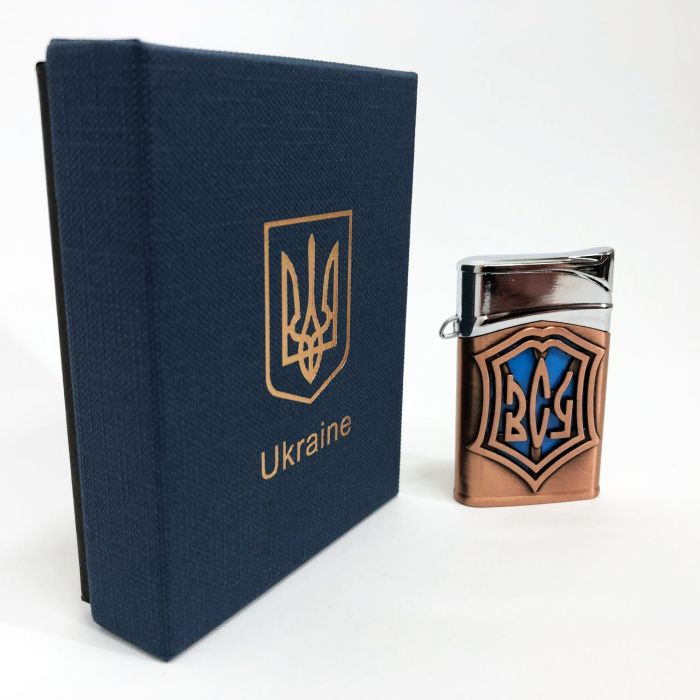 Зажигалка газовая ЗСУ Подарочная коробка, Острое пламя HL-4112-4, Зажигалка с турбонаддувом. Цвет: бронза