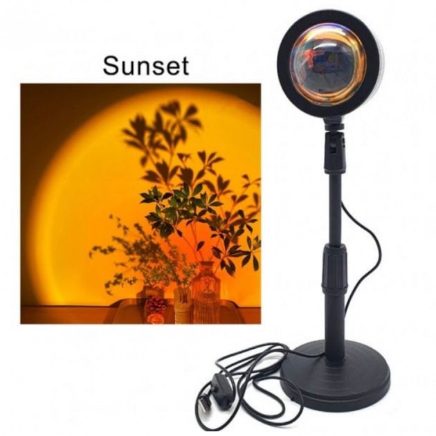 Лампа Атмосферная Проекционный Светильник ЗАКАТ Atmosphere Sunset Lamp эффект радуги, Лампа эффект солнца