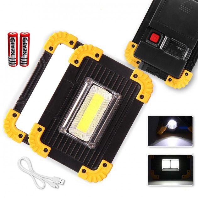 Светодиодный фонарь LED прожектор зу USB L811-20W-COB-1W с Power Bank, лампа-прожектор, ручной прожектор