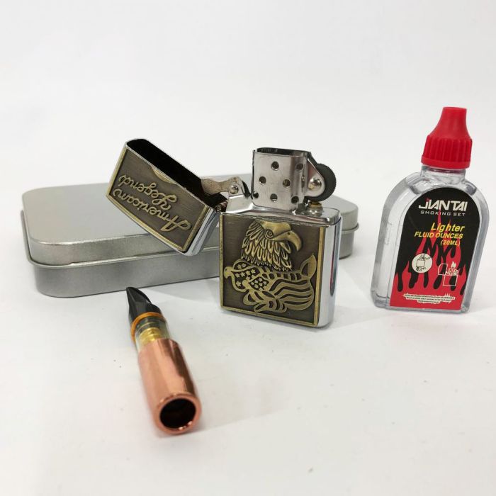 Зажигалка бензиновая в подарочной коробке N3, сувенир зажигалка, зажигалки подарки для мужчин