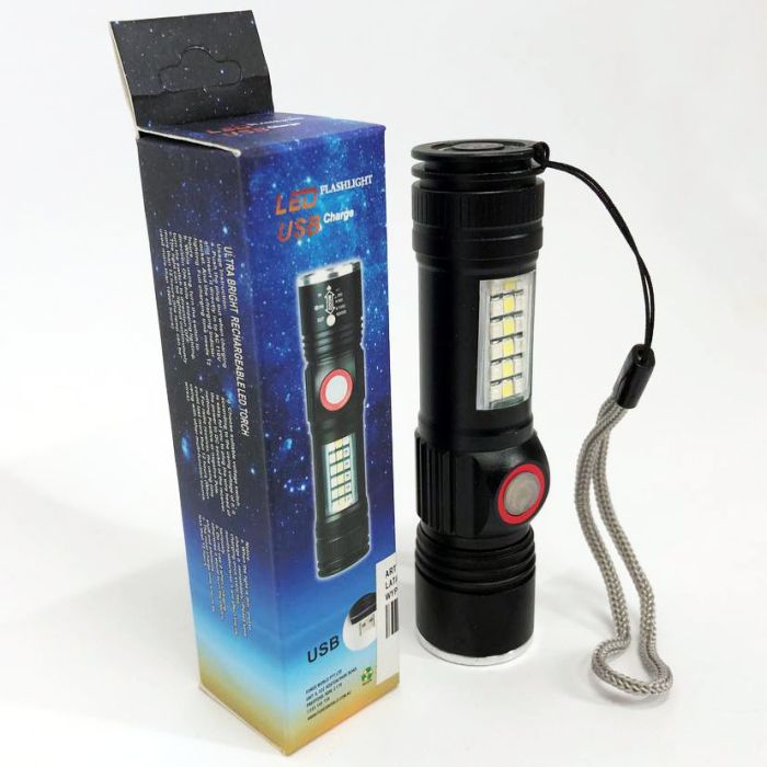 Фонарь SY-1903C-P50+SMD+RGB Alarm, ЗУ USB, карманный фонарь с usb зарядкой, сверхмощный фонарик