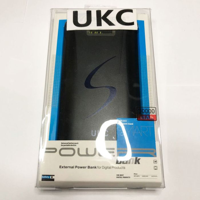 Портативная мобильная зарядка Power Bank 30000 mAh UKC, Внешний аккумулятор, Зарядка power bank. Цвет: черный