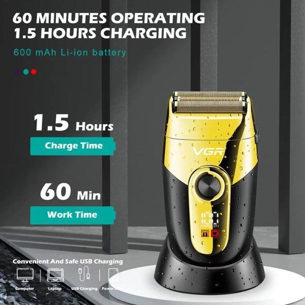 Профессиональная электробритва VGR V-383 Finale Shaver с подставкой, машинка мужская для бритья