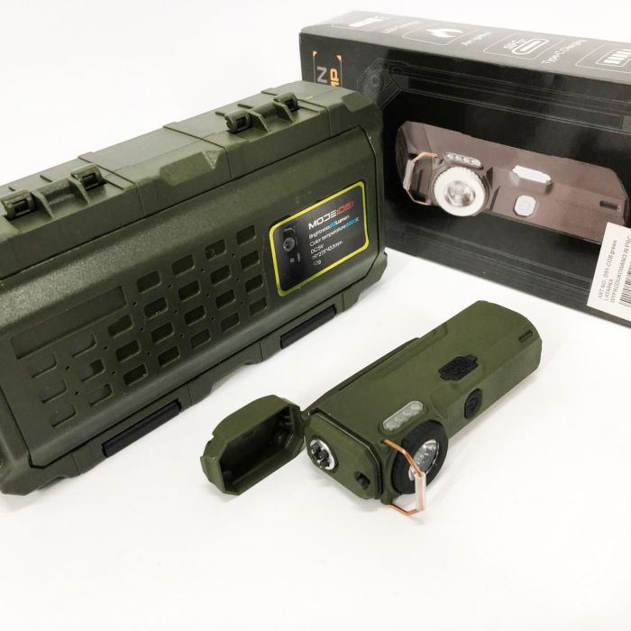 Фонарик-зажигалка армейская MULTIFUNCTIONAL D51-COB, Зажигалка на подарок в упаковке. Цвет: зеленый