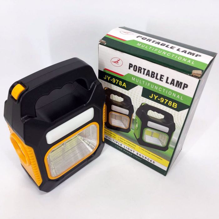 Портативный фонарь лампа JY-978B аккумуляторный с солнечной панелью + Power Bank. Цвет: желтый