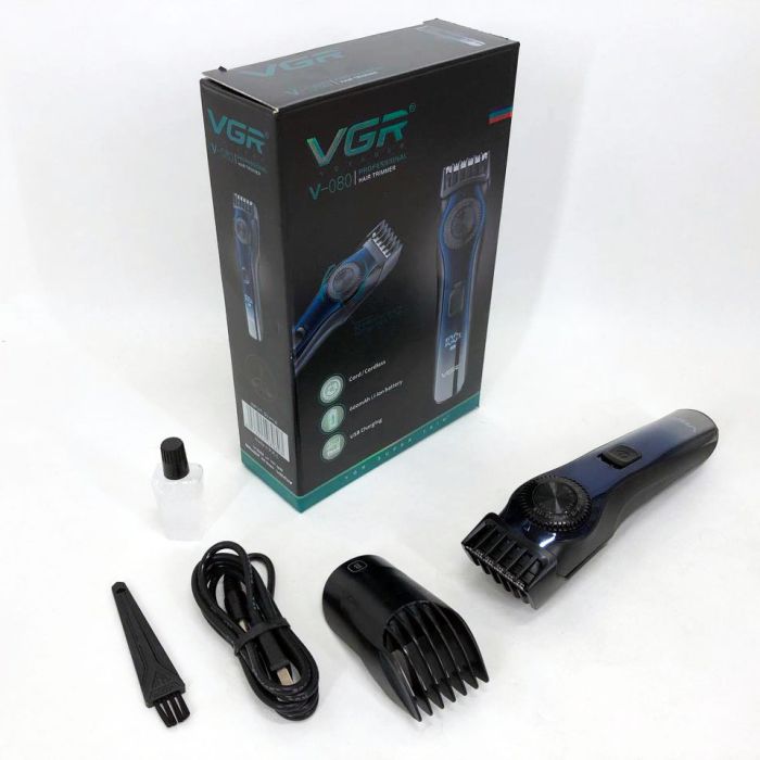 Профессиональный аккумуляторный триммер для бороды и усов с дисплеем VGR V-080 и регулятором длины