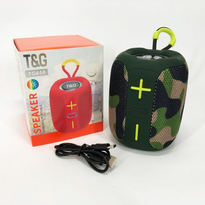 Портативная Bluetooth колонка TG658 8W с RGB подсветкой, Громкая блютуз колонка. Цвет: камуфляж