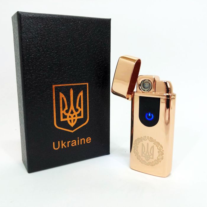 Электрическая и газовая зажигалка Украина с USB-зарядкой HL-435, зажигалка необычная. Цвет: золотой