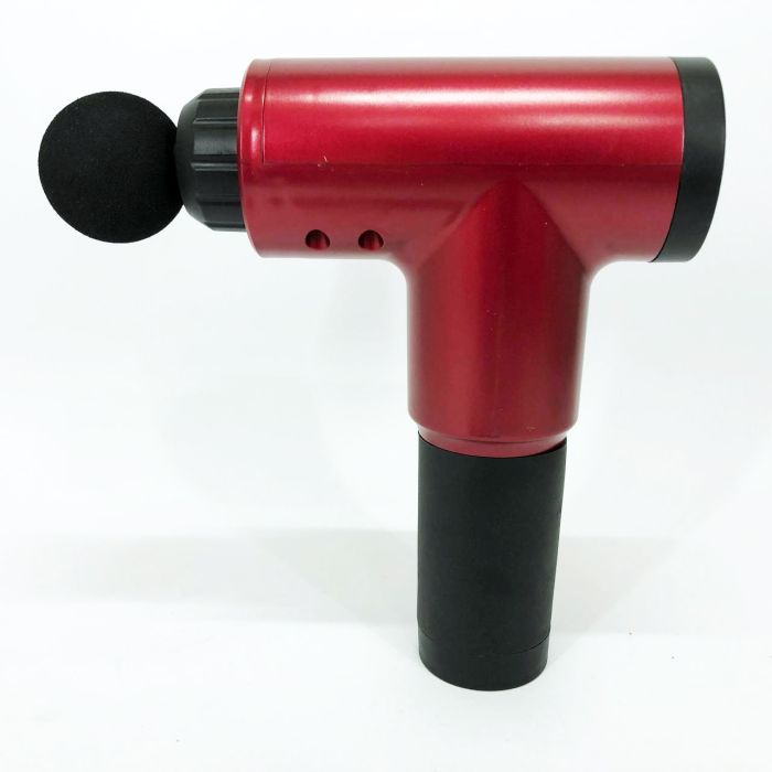 Аккумуляторный массажер Fascial Gun KH-320 портативный ручной ударный мышечный пистолет 4 насадки красный