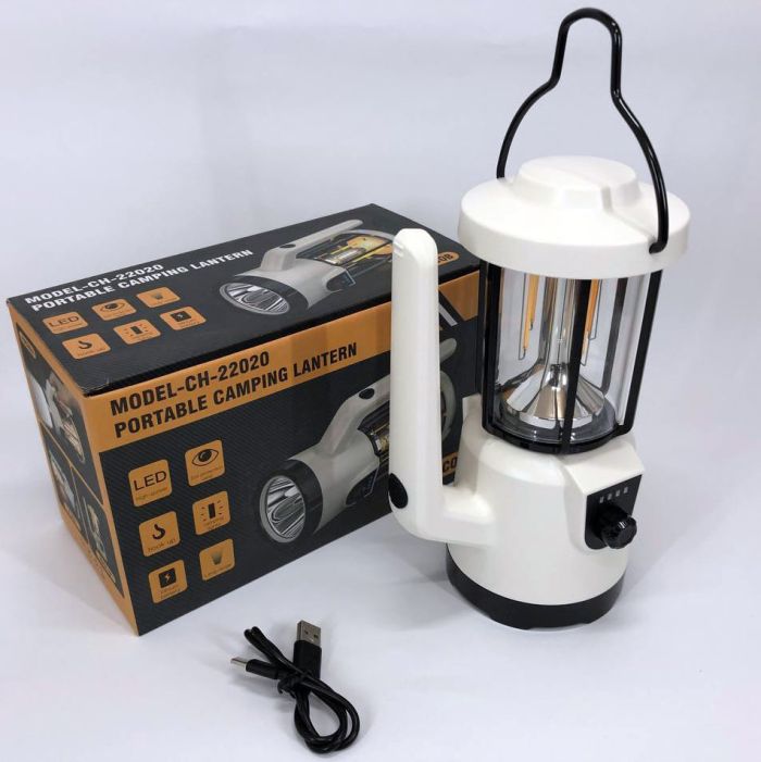Кемпинговый ручной фонарь CH-22020 (LM + COB) + Power bank + Type-C + 2 режима (плавное регулирование)