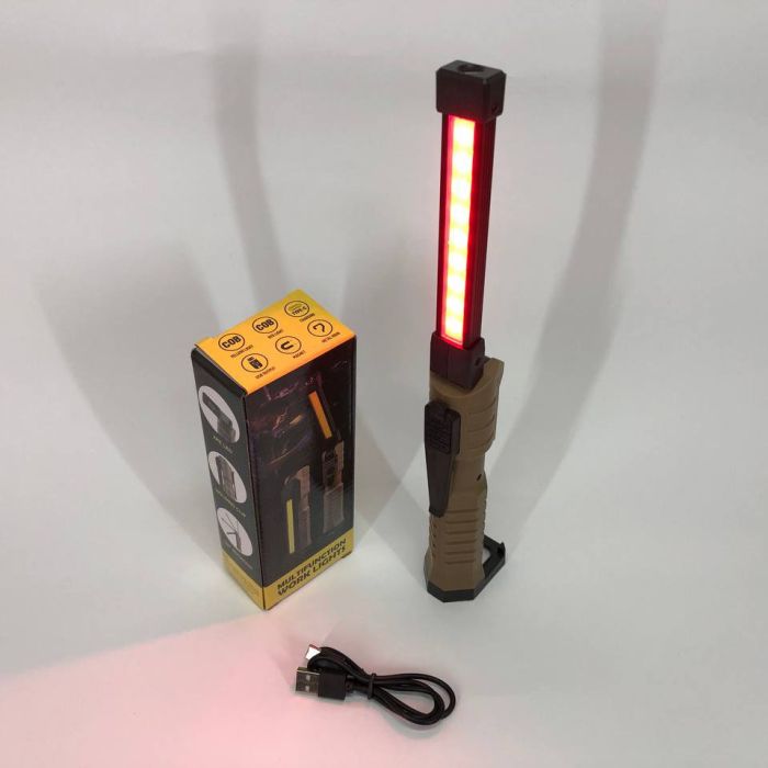Светодиодный фонарь Power Bank кемпинг WL-08 XPE + COB, красный + белый + желтый, магнит, крючок